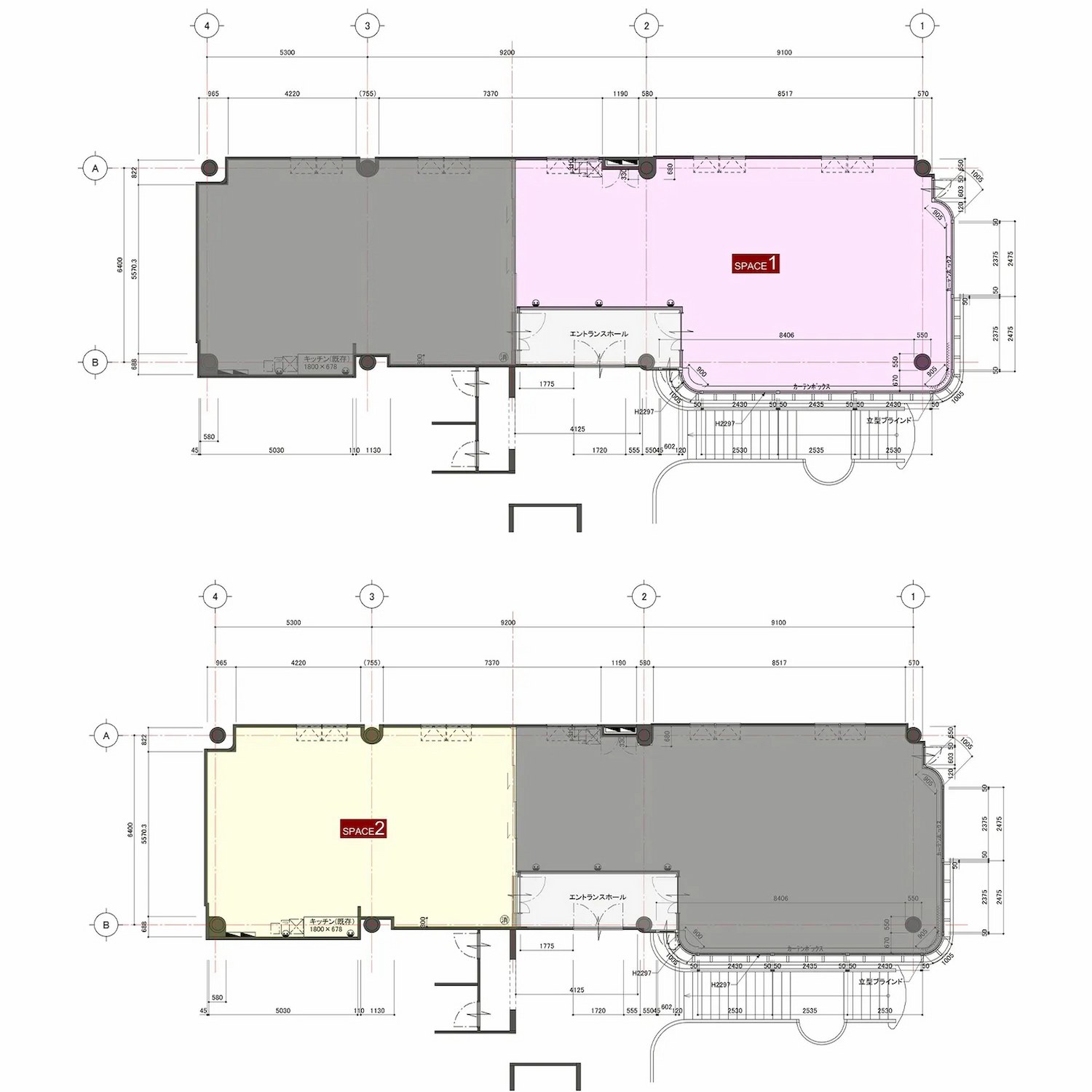 drapeau 南船場 SPACE1 + 2 図面